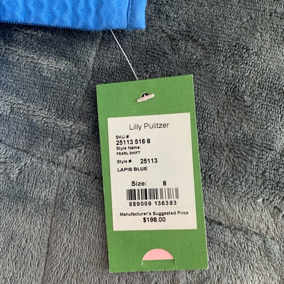 NWT Lilly Pulitzer blue shift dress with gold trim - Picture 8 of 8